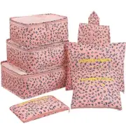 Set of 7 Leopard travel cubes with shoe bag plus extra travel shoe bag