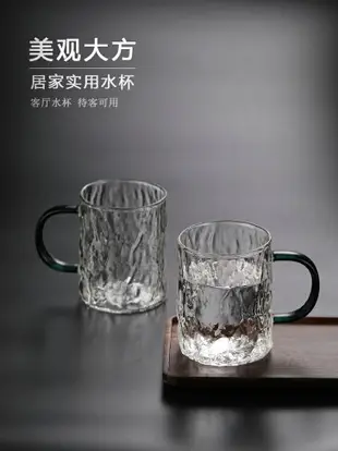 小眾玻璃杯高顏值帶把手咖啡杯家用待客套裝喝水杯子透明水杯茶杯