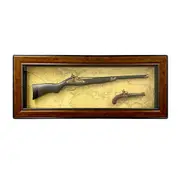 Home Decor Antique Large Plastic Gun Timber Frame with Glass Face Wall Mounted