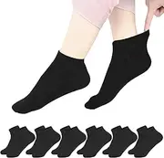 [KOOOGEAR] 6 Pairs Running Trainer Socks for Women Ladies,Low Cut White Black Ankle Sock Breathable Comfortable Walking Sock