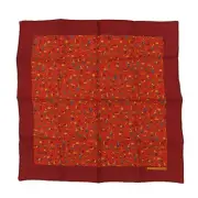 Hermes Carre 40 Petit Ranch Pattern Scarf Silk Red Orange Women's
