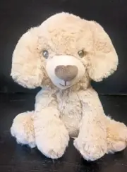 Kellytoy Tan Baby Puppy Dog Plush Super Soft 8" Embroidered Eyes