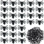 100 pcs Realistic Spider Halloween Decoration, Halloween Spiders, Plastic Mini Spider Black Realistic Scary Spider Prank Halloween Haunted House Decorations for Halloween Parties Fool's Day