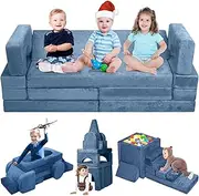 OSYKIU 18PCS Modular Kids Play Couch, Convertible Sectional Sofa for Toddlers, DIY Creative Playroom Furniture, Foam Floor Cushion for Boys and Girls, Building Fort and Lounge Set