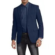 Men's Blazer Jacket Linen Blazer Fashion Casual Solid Colored Blazer Black Sky Blue Dark Blue Standard Fit Single Breasted One-button