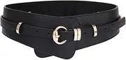 [ICSTH] Womens Obi Belt Vintage Leather + Genuine Leather Elastic Waist Belt Fashion Wide Belts