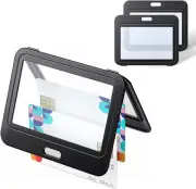 3 Pack ID Badge Holder with Double-Sided Windows Horizontal Hard Plastic Case Bl