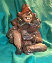 Unique, one of a kind, Hand made collectible, Clay Figurine of a Clown