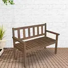 Wood Bench W/ Backrest and Armrest Outdoor Bench for Balcony Outside Outdoor