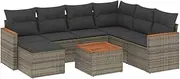 vidaxl Garden Sofa Set - Modular 8 Piece Grey Poly Rattan Patio Furniture with Storage