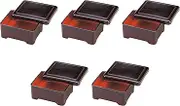 Set of 5 [TA] Heat Resistant Bowl Heavy New Wood Grain Tamenai Vermilion Coating [6.6 x 5.6 x 3.1 inches (16.8 x 14.3 x 7.8 cm)] | Heavy Heat Resistant ABS Resin, Heat Resistant Setomonohonpo