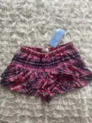 NWT Pink Plaid Frilly Ruffle Shorts Pyjamas Goth Gothic Peter Alexander
