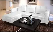 Generic Sectional Sofa 3-Seater Artificial Leather White