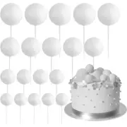 20 Pcs White Ball Cake Topper Decorations DIY Foam Ball Cake Insert Cupcake Topp