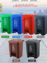 在飛比找Yahoo!奇摩拍賣優惠-腳踏式垃圾桶商用垃圾分類大號帶蓋廚房飯店紅藍綠色灰戶外100