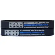 2 Worn Distressed USA Flag Wristbands with The Thin Blue Line for Police Support