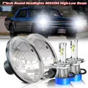 FIT Ford Mustang 1965-1973 Pair 7" Inch Round Chrome LED Headlights Hi/Lo Beam