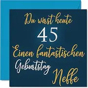 [Stuff4] 45th Birthday Card Nephew - Fantastic - Happy Card Birthday for 45 Year Old Nephew from Aunt Uncle, Gifts Man, 145mm Forty-Five Birthday Gifts Greeting Cards