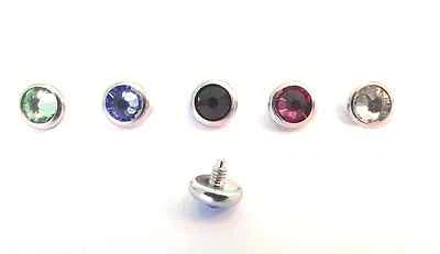 316L CZ GEM **DERMAL** PIERCING ANCHOR HEAD top -CIRCLE- Choose Colour - UK!
