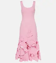 [Leo Lin] Leo Lin Emily floral-appliqué midi dress UK 14 pink