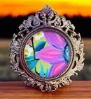 Pink Sunflower colorful floral Giclee art print in vintage style ornate frame