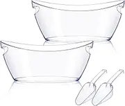 Ice Bucket 2 PCS, Ice Buckets for Parties, Mimosa Bar Supplies Beverage Tub and Scoops for Champagne Beer Sparkling Wine Cocktails（5.5L）Extra Large Model (Clear)