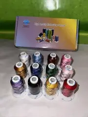 Simthread Embroidery Thread 12 Basic Colors Set 550 Yards 100% Polyester