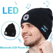 Wireless Bluetooth Headset LED Light Up Light Cap Outdoor Warm Lighting Knit Hat