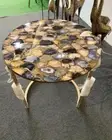 Natural Brown Wild Agate Stone Side Coffee Table Modern Dining Furniture Decors