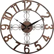 UMEXUS Outdoor Indoor Retro Wall Clock Waterproof, 18 Inch Metal Cut Out Large Decorative Silent Non Ticking Wall Clock for Living Room, Patio, Garden, Office, Home Decor (Copper)
