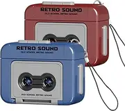 AGLOO 2 Pcs Creative Mini Tape Recorder Keychain - Retro Cassette Player Portable Keychain Gifts with Three Chinese Songs - Ornament for Backpacks, Handbags