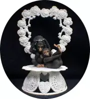"Heart Playful" Funny Monkey Chimp Ape Wedding Cake topper Groom top