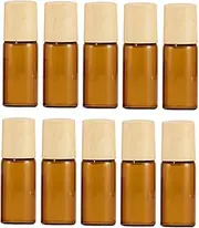 Healvian 10Pcs Refillable Cap Glass Roller Bottles Essential Oil and Perfume Roll Bottles with Roller Balls for Travel and Aromatherapy