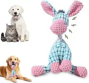 Indestructible Plush Dog Toy, 2025 Upgraded Dog Toys, Dogs Toys for Aggressive Chewers, Dogs Squeaky Chew Toy for Indoor Pups Teething (Blue Donkey)