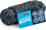 Rope Ratchet, Long Solid Braid Polypropylene Rope, 3/8" Sold in 50 Foot Hanks (Lengths) - Black with Blue Tracers