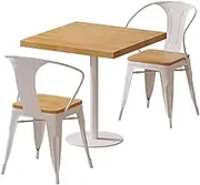 Dining Table with Iron Stand, Small Semi-Oval Dining Table, Solid Wood Dining Table for Two, Kitchen Table with 2 Chairs, Small Kitchen Table 31.5*31.5"/80*80cm(Square)