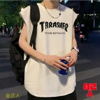 在飛比找蝦皮商城優惠-【自己人】夏季無袖上衣 寬鬆坎肩背心男港風無袖t恤薄款韓版運