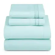 Size Sheets - 4 Piece Bed Sheet Set, Hotel Luxury Double King Aqua Blue