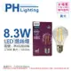 PHILIPS飛利浦 LED 8.3W 2700K 黃光 全電壓 E27 仿鎢絲 燈絲燈 球泡燈 _ PH520496