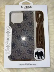 Apple IPhone 15 Pro Max Guess Case Brown Drop Protection Hard Case Strap New