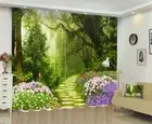 Mysterious Woods Path 3D Curtain Blockout Photo Printing Curtains Drape Fabric
