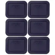 Pyrex 7213-PC Rectangular Blue 1.9 Cup Plastic Storage Lid 6PK for Glass Dish