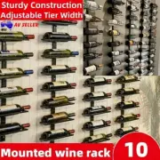 Wall Mounted Wine Rack Wine Holder Metal Storage Shelf Black Bar Rack 10 Bottles