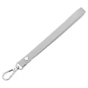 Leather Wristlet Strap for Purse, Clutch(Light Gray Leather, Silver Clasp)