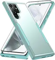 [Asuwish] Phone Case for Samsung Galaxy S22 Ultra 5G with Tempered Glass Screen Protector Cover and Slim Thin Hybrid Full Body Protective Cell Accessories S22ultra 22S S 22 S22ultra5g 6.8 Women Green