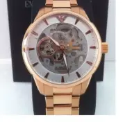 NEW EMPORIO ARMANI ROSE GOLD TONE,MECCANICO SKELETON, S/STEEL WATCH AR4655