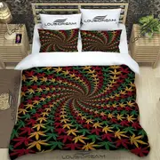 v2791 Bed Sheets Bob Marley Reggae Music Maple Leaf Comforter Bedding Set,Duvet Cover Bed Set Quilt Cover Pillowcase,King Queen Size Bedding Set 3-Pie