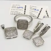 Jewelry Set Sterling Silver 925 Ring Earrings Pendant