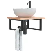 vidaXL Shelf Brackets for Washbasin 2 pcs Black Rectangular Steel