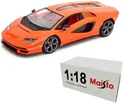 Maisto 1:18 Scale Lamborghini Car Model Metallic Simulation Diecast with Plastic Part Part Officially Licensed (Countach LPI 800-4 Orange)